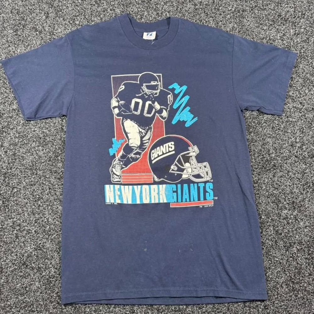 Vintage 1990 New York Giants T Shirt Logo 7 NFL Football Navy Blue Mens Large